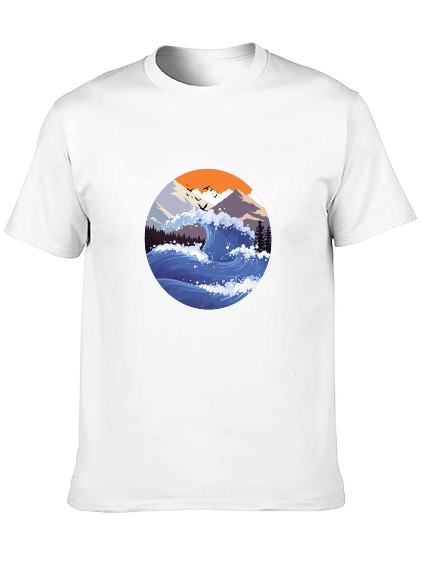 Wave Graphic Mens Black T-Shirt