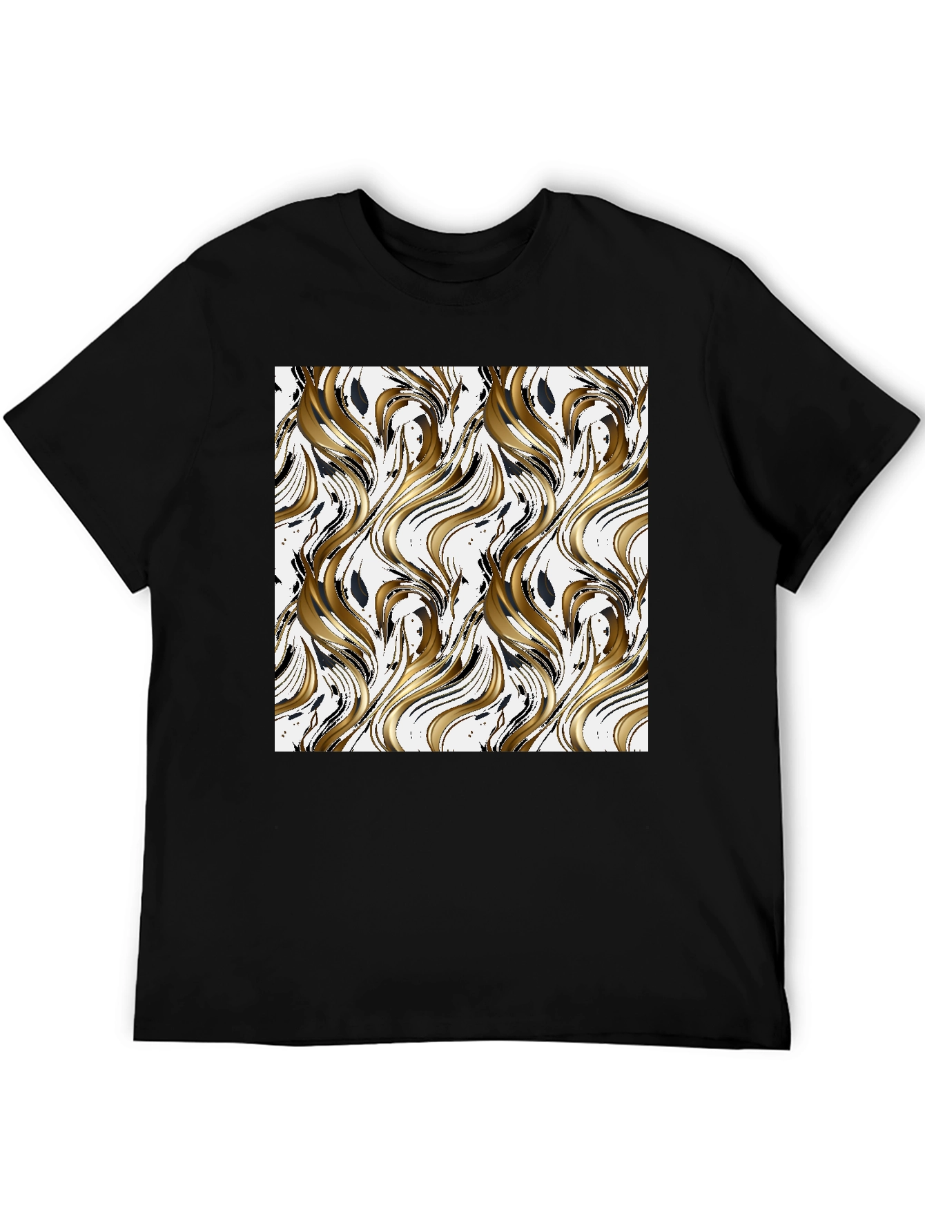 Stylish Wave Pattern Black T-Shirt