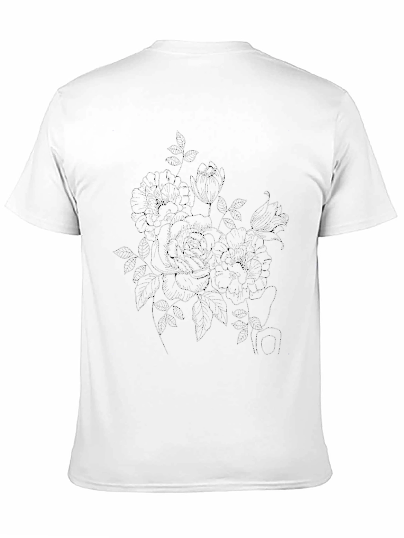 Black Floral Sketch T-Shirt