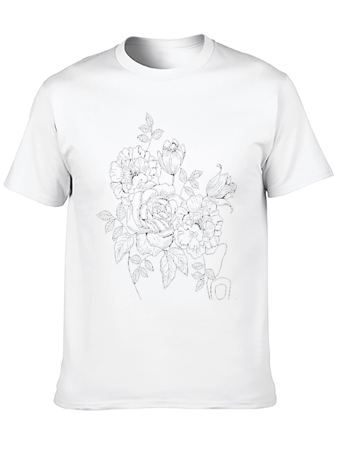 Black Floral Sketch T-Shirt