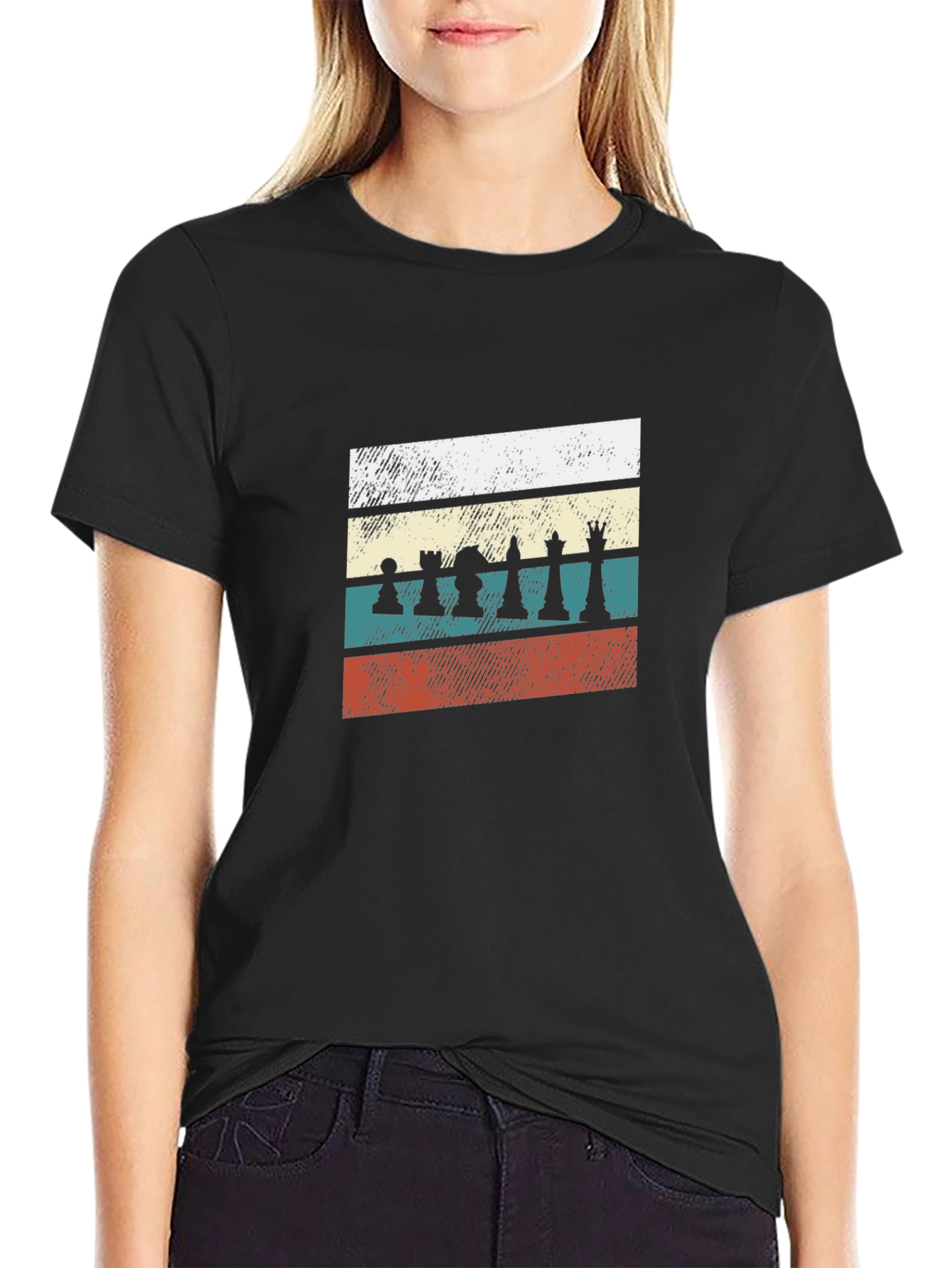 Retro Chess Piece T-Shirt - Black