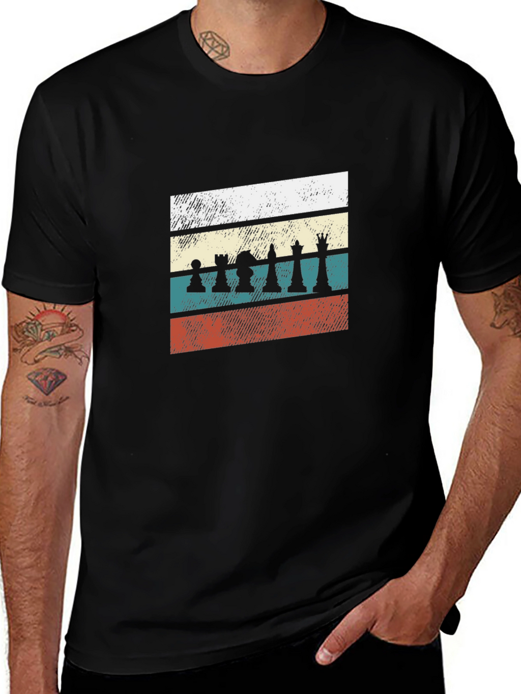 Retro Chess Piece T-Shirt - Black