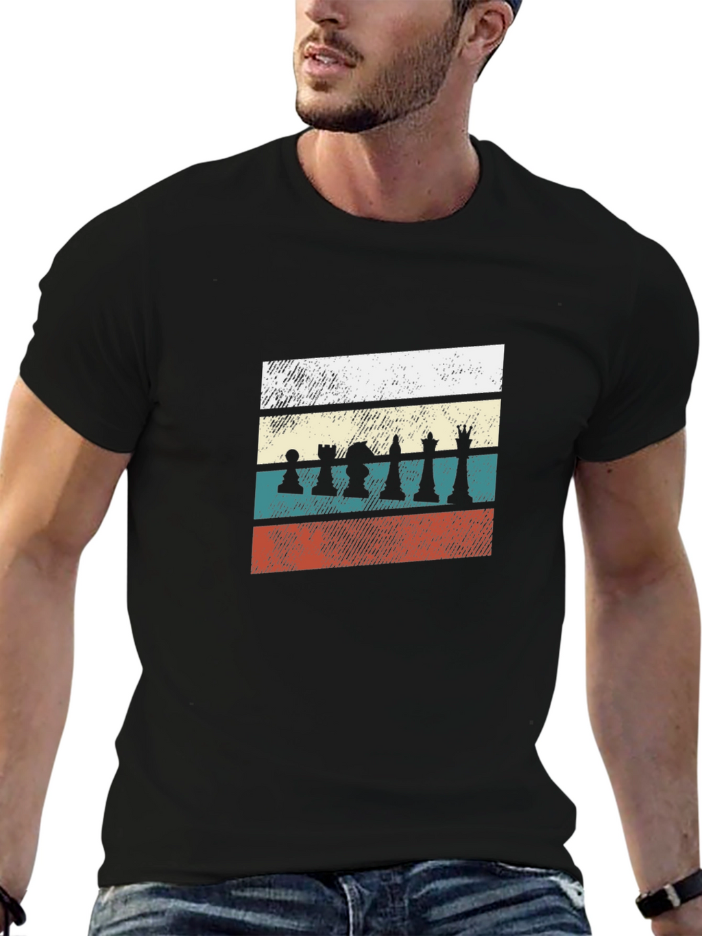 Retro Chess Piece T-Shirt - Black