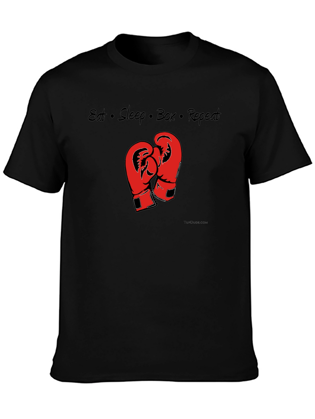 Eat Sleep Box Repeat Black T-Shirt Boxing Gloves