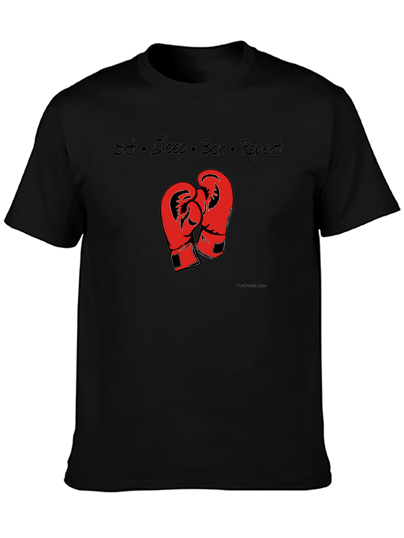 Eat Sleep Box Repeat Black T-Shirt Boxing Gloves