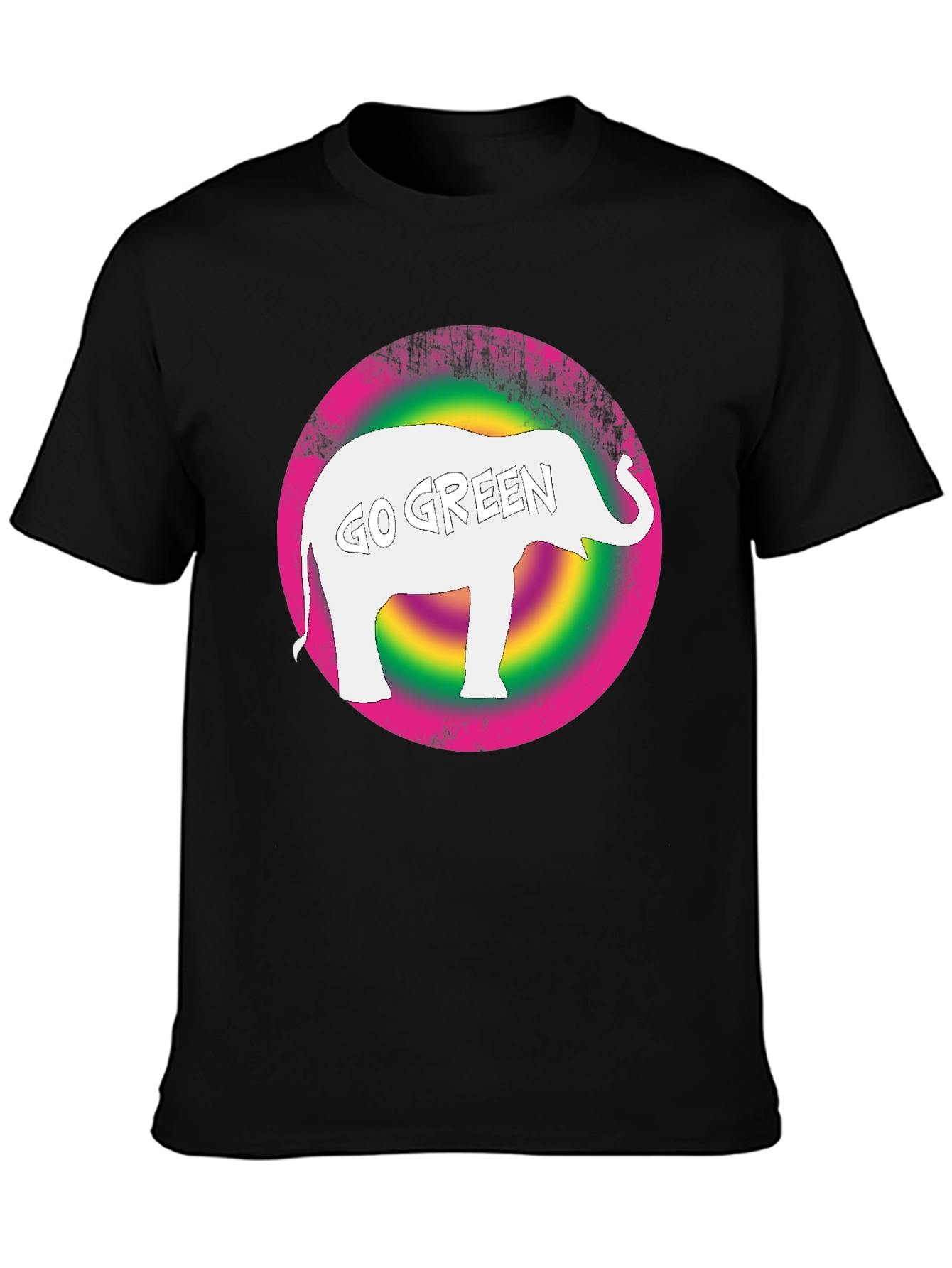 Go Green Elephant Graphic Tee - Black