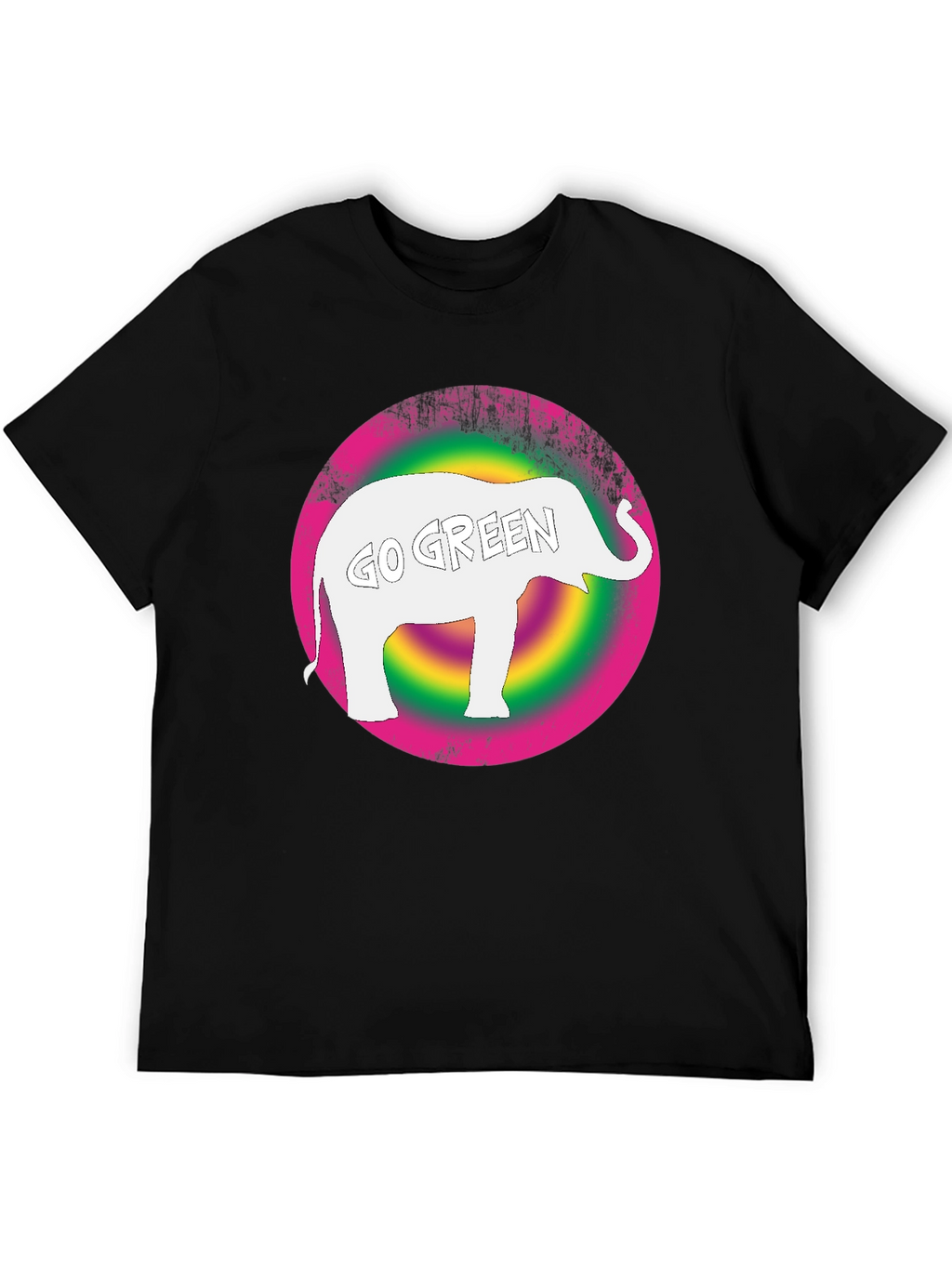 Go Green Elephant Graphic Tee - Black