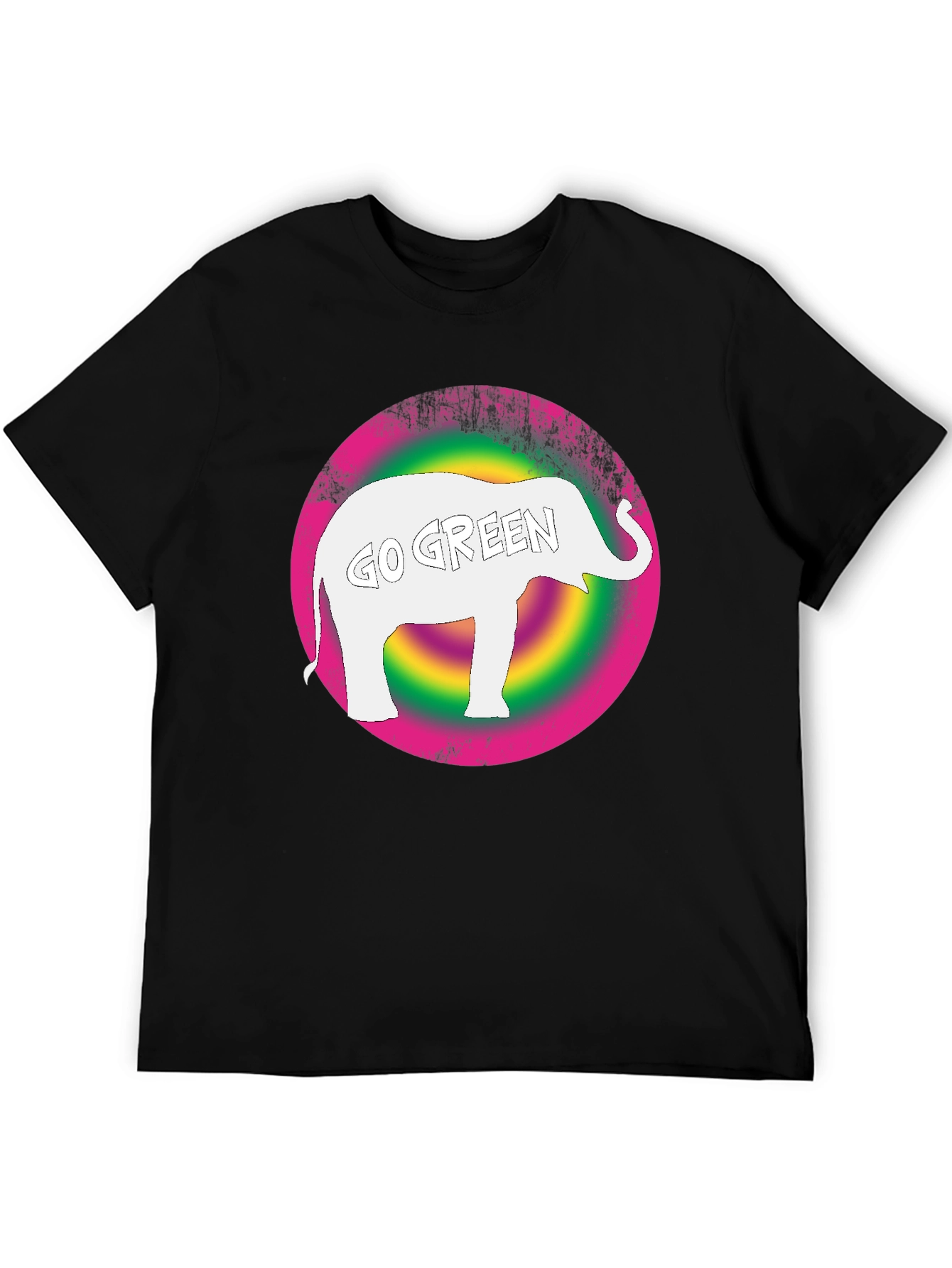Go Green Elephant Graphic Tee - Black