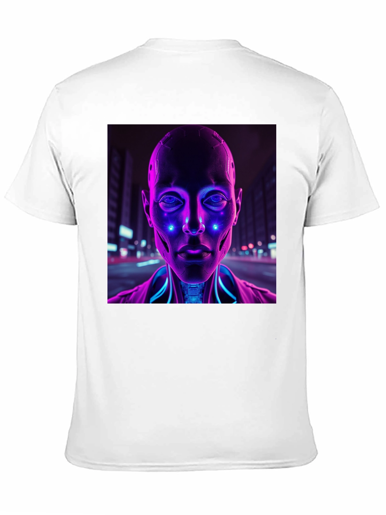 Cyberpunk Robot Portrait Black T-Shirt