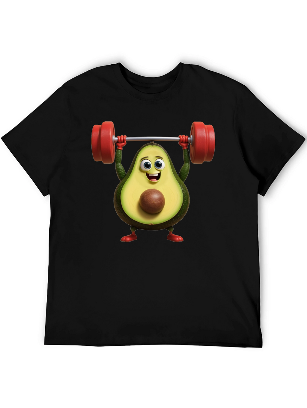 Funny Avocado Lifting Weights Graphic T-Shirt