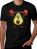 Funny Avocado Lifting Weights Graphic T-Shirt