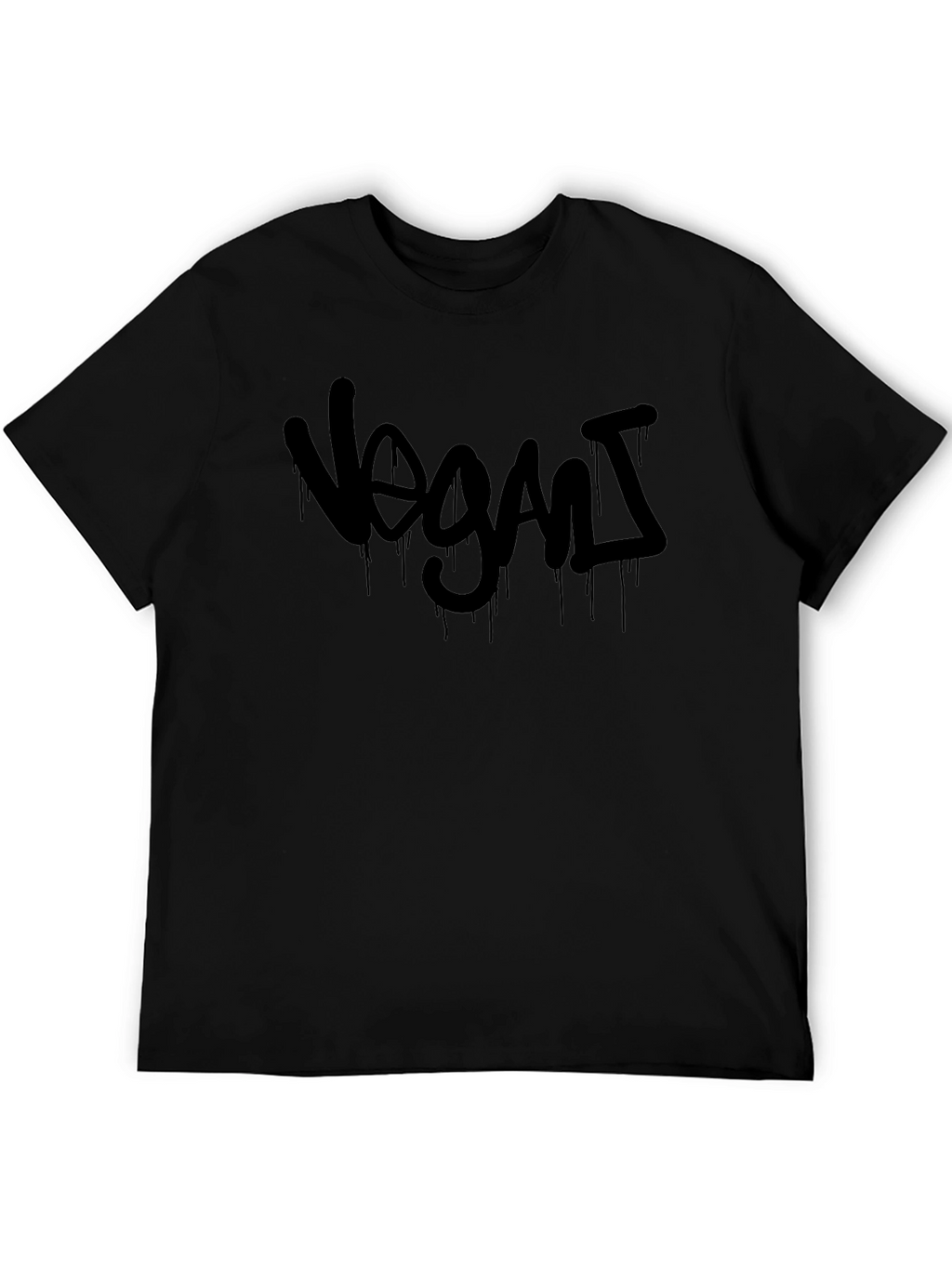 Vegan Graffiti Style Tee - Black Cotton T-Shirt