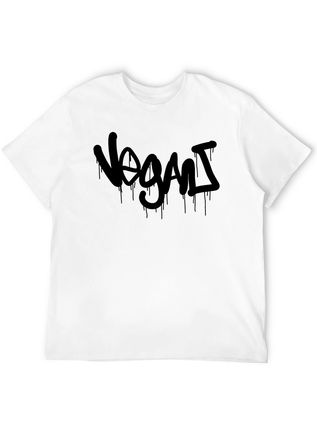 Vegan Graffiti Style Tee - Black Cotton T-Shirt