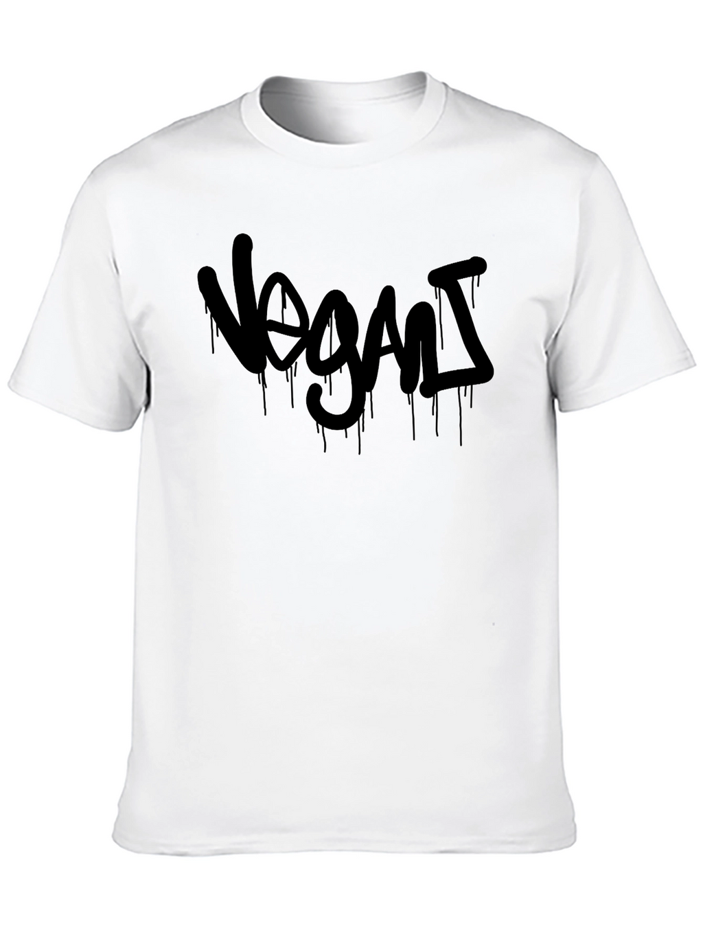 Vegan Graffiti Style Tee - Black Cotton T-Shirt
