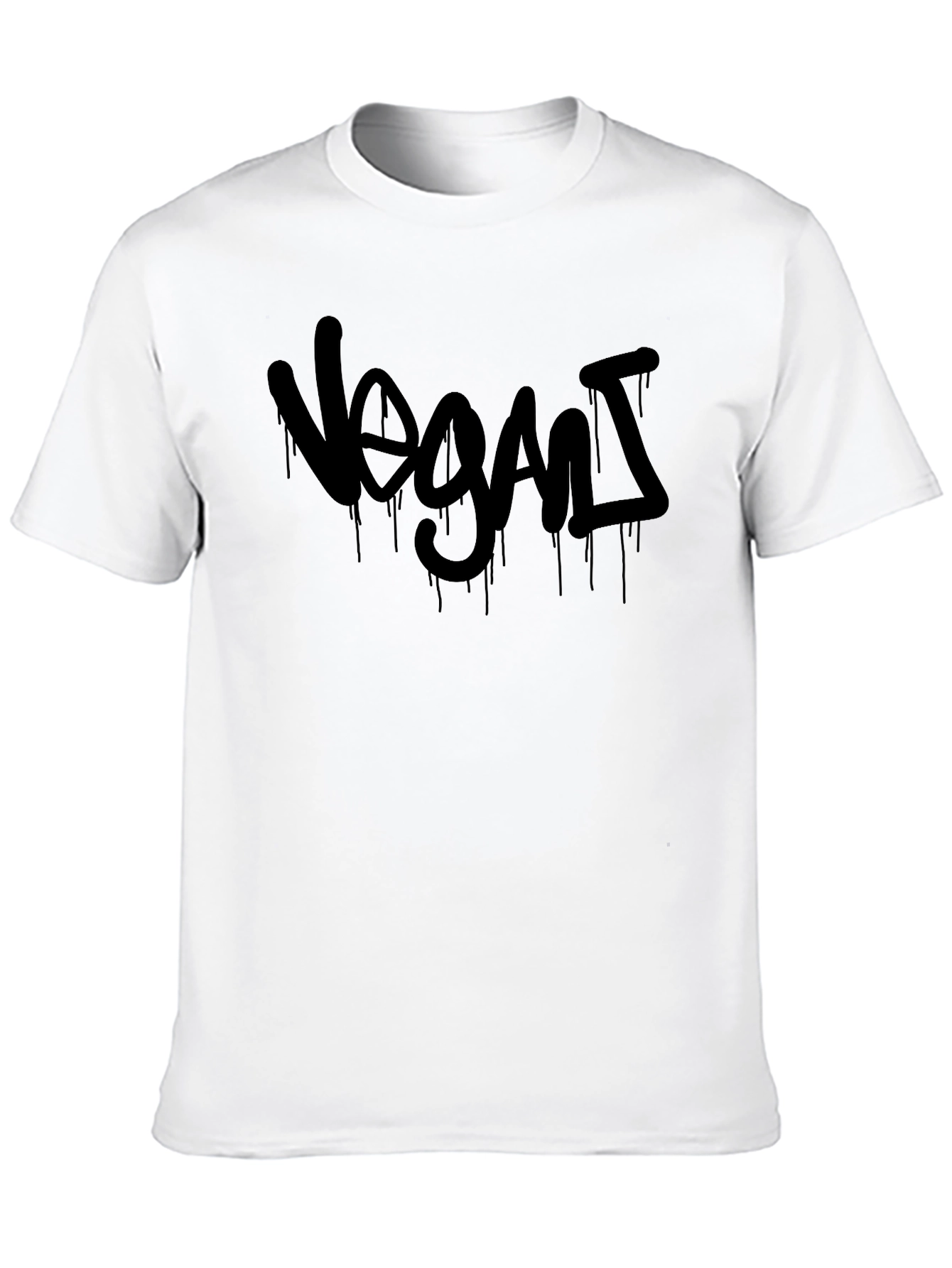 Vegan Graffiti Style Tee - Black Cotton T-Shirt