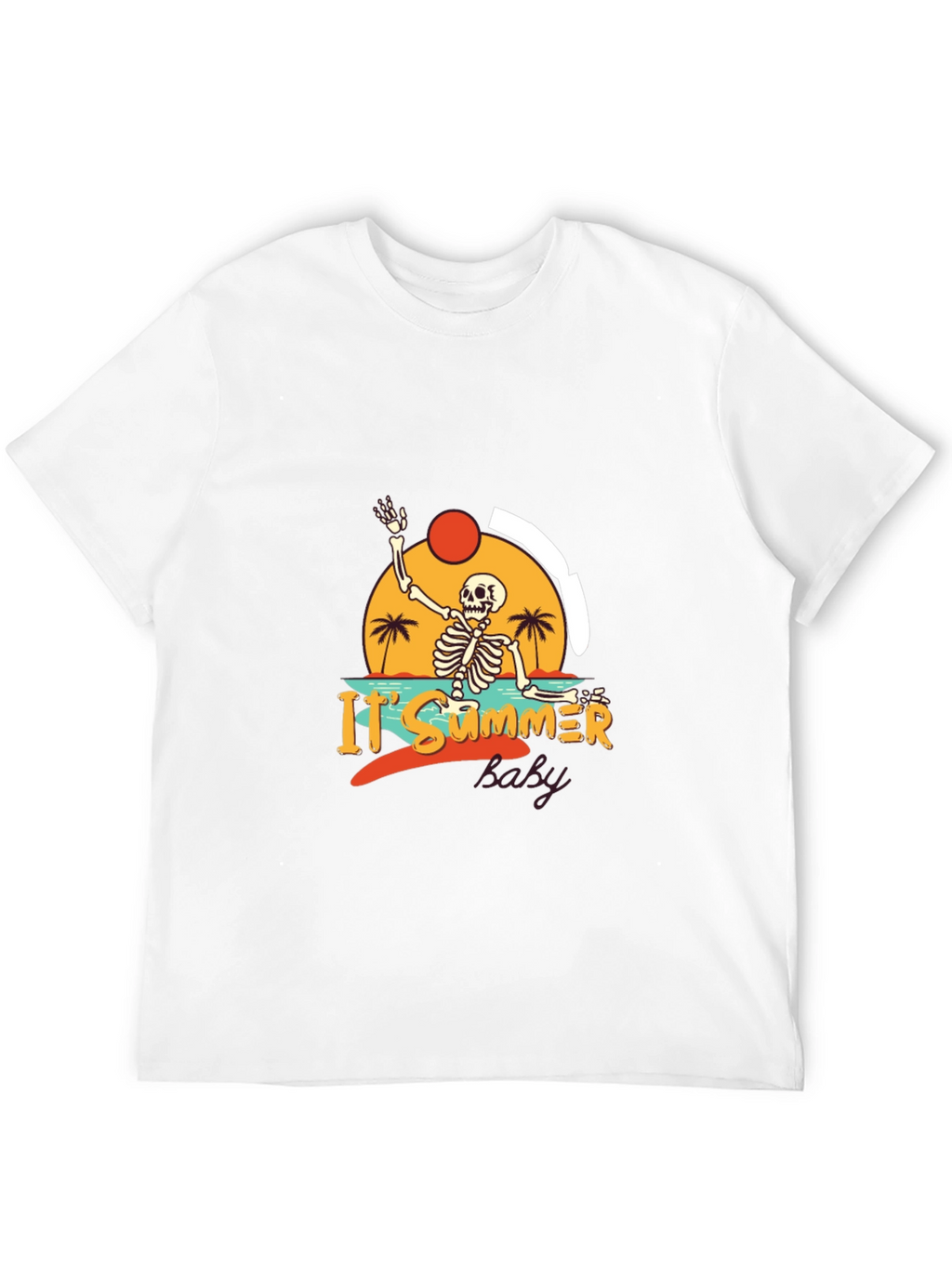 Summer Skeleton Graphic Black T-Shirt
