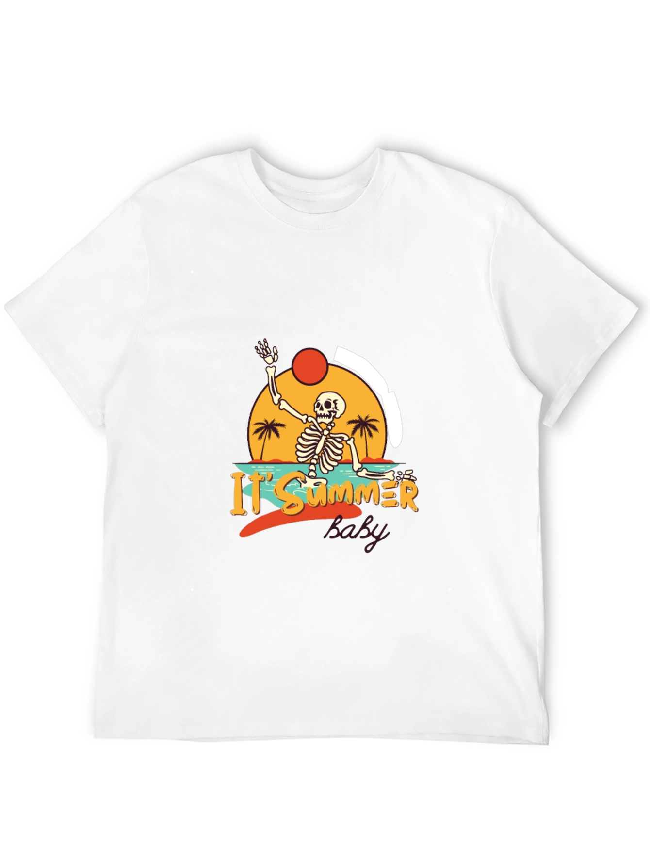 Summer Skeleton Graphic Black T-Shirt