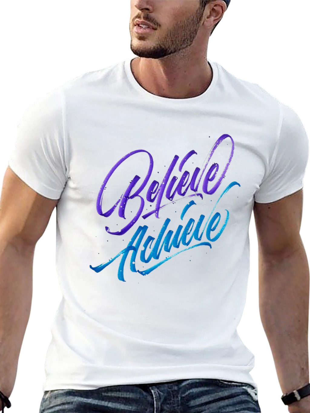Believe Achieve Graphic Tee - Soft Cotton Blend