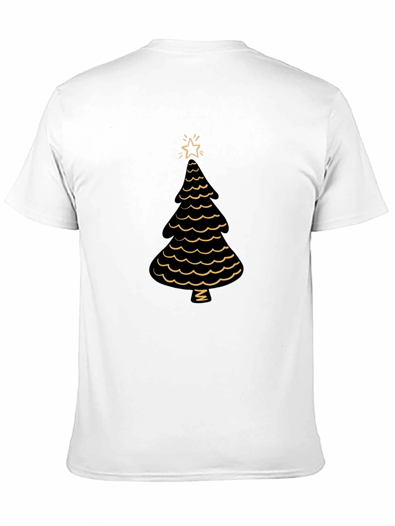 Festive Christmas Tree Graphic Tee - Black