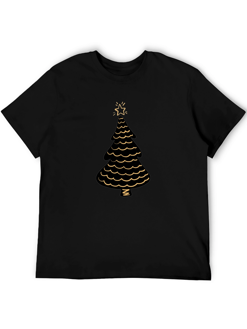 Festive Christmas Tree Graphic Tee - Black