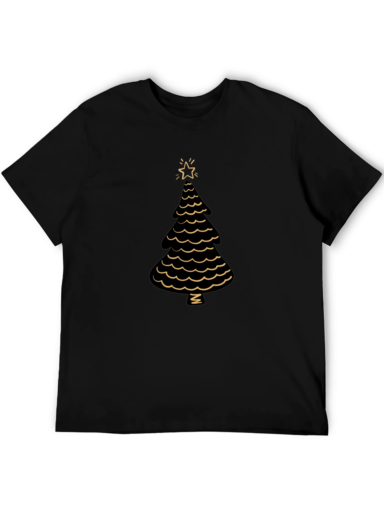 Festive Christmas Tree Graphic Tee - Black