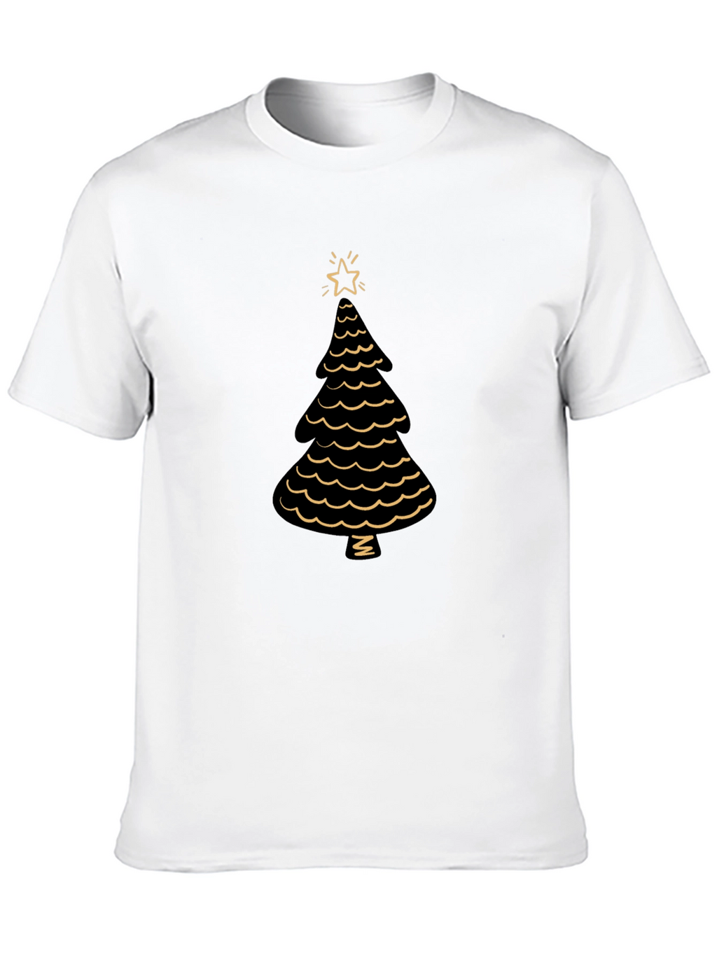 Festive Christmas Tree Graphic Tee - Black