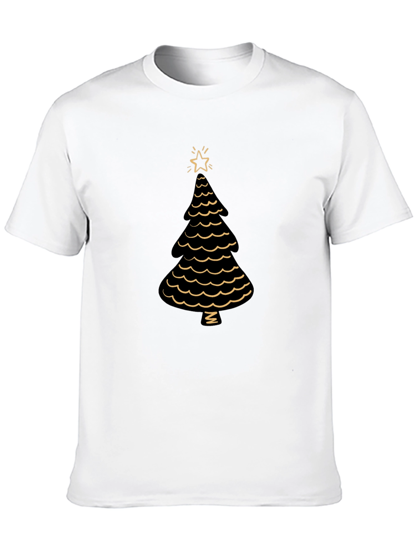 Festive Christmas Tree Graphic Tee - Black