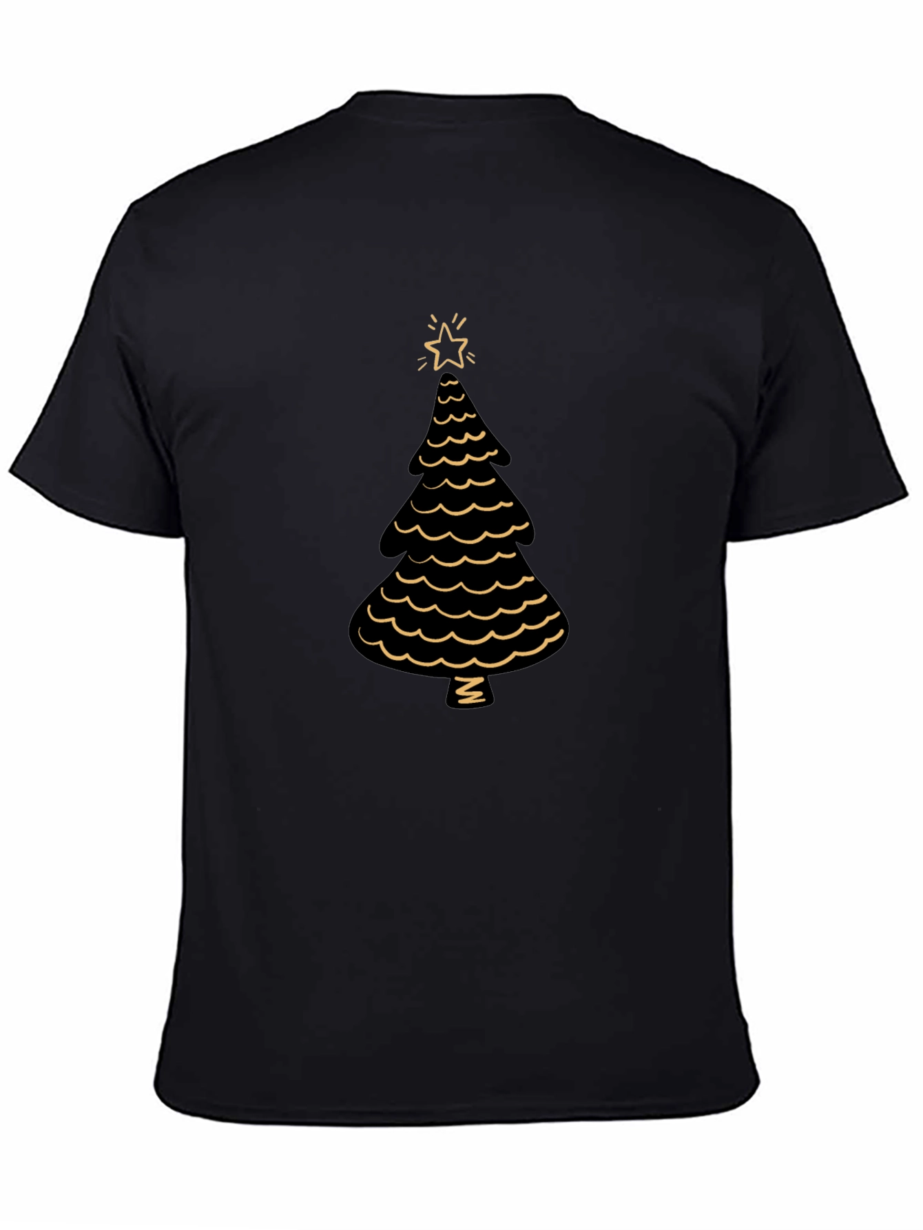 Festive Christmas Tree Graphic Tee - Black