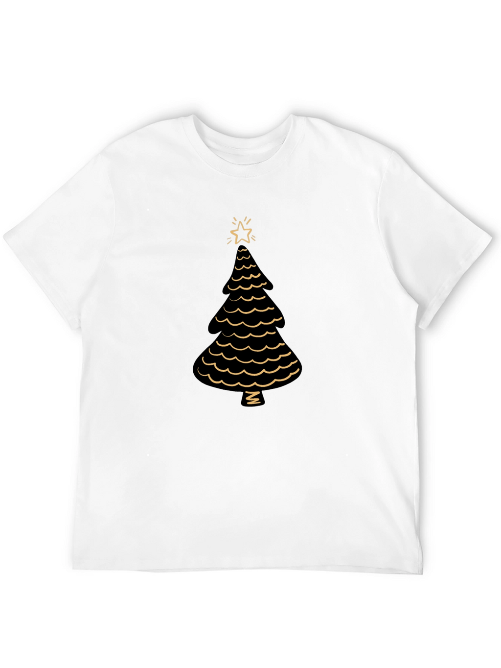 Festive Christmas Tree Graphic Tee - Black