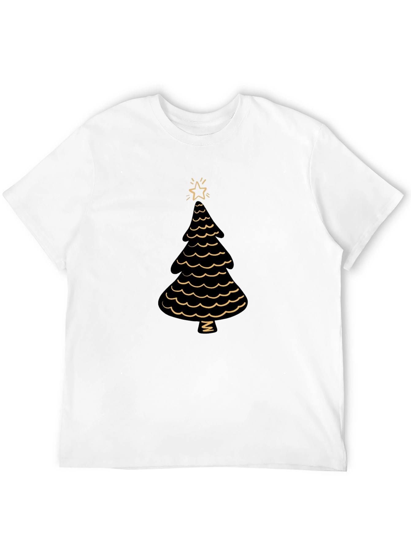 Festive Christmas Tree Graphic Tee - Black