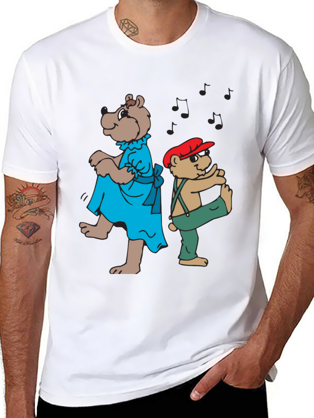 Dancing Bears Black Graphic T-Shirt