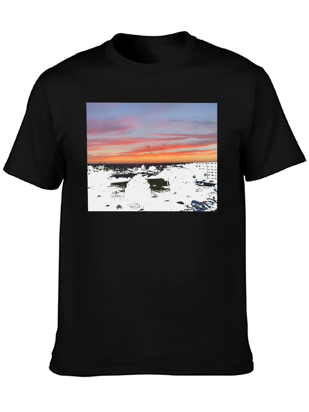 Sunset Over City T-Shirt Urban Style Tee