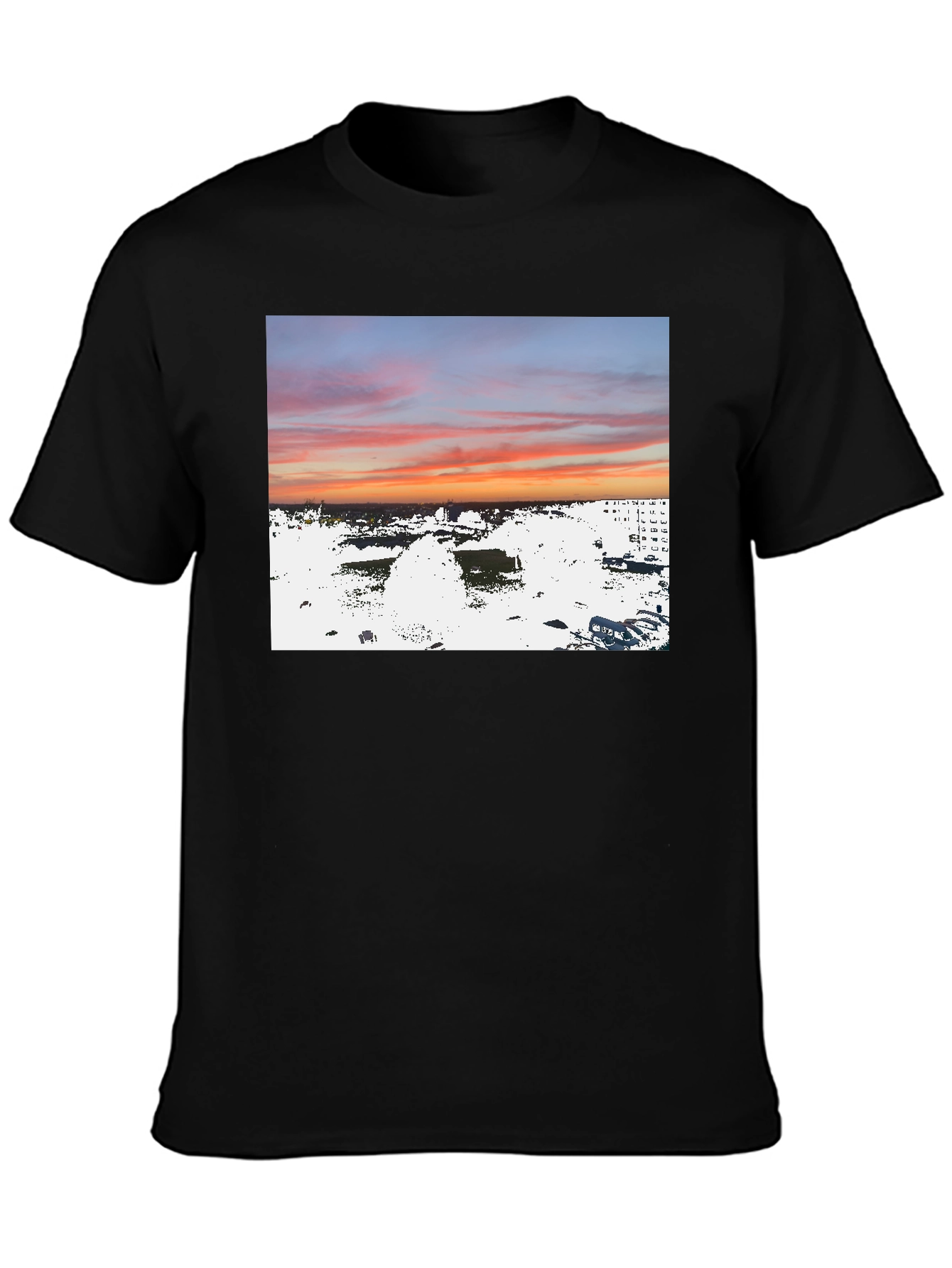 Sunset Over City T-Shirt Urban Style Tee