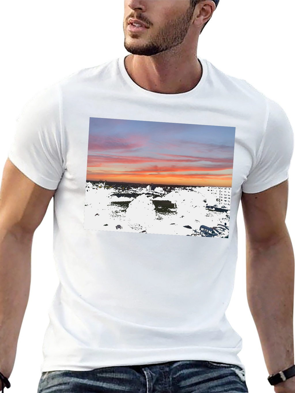 Sunset Over City T-Shirt Urban Style Tee