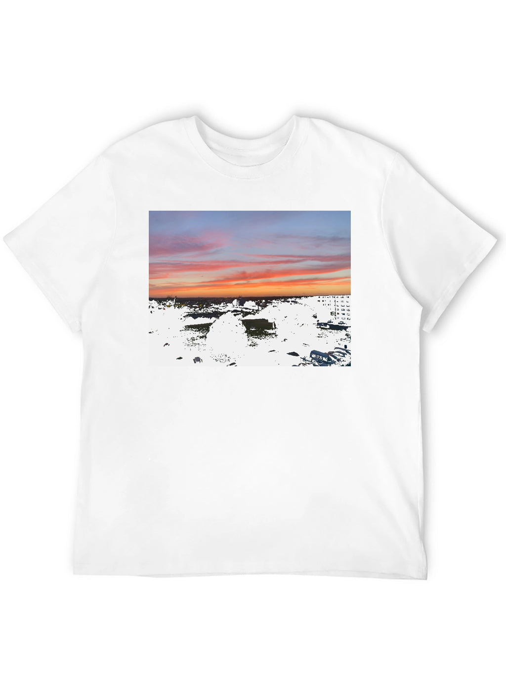 Sunset Over City T-Shirt Urban Style Tee