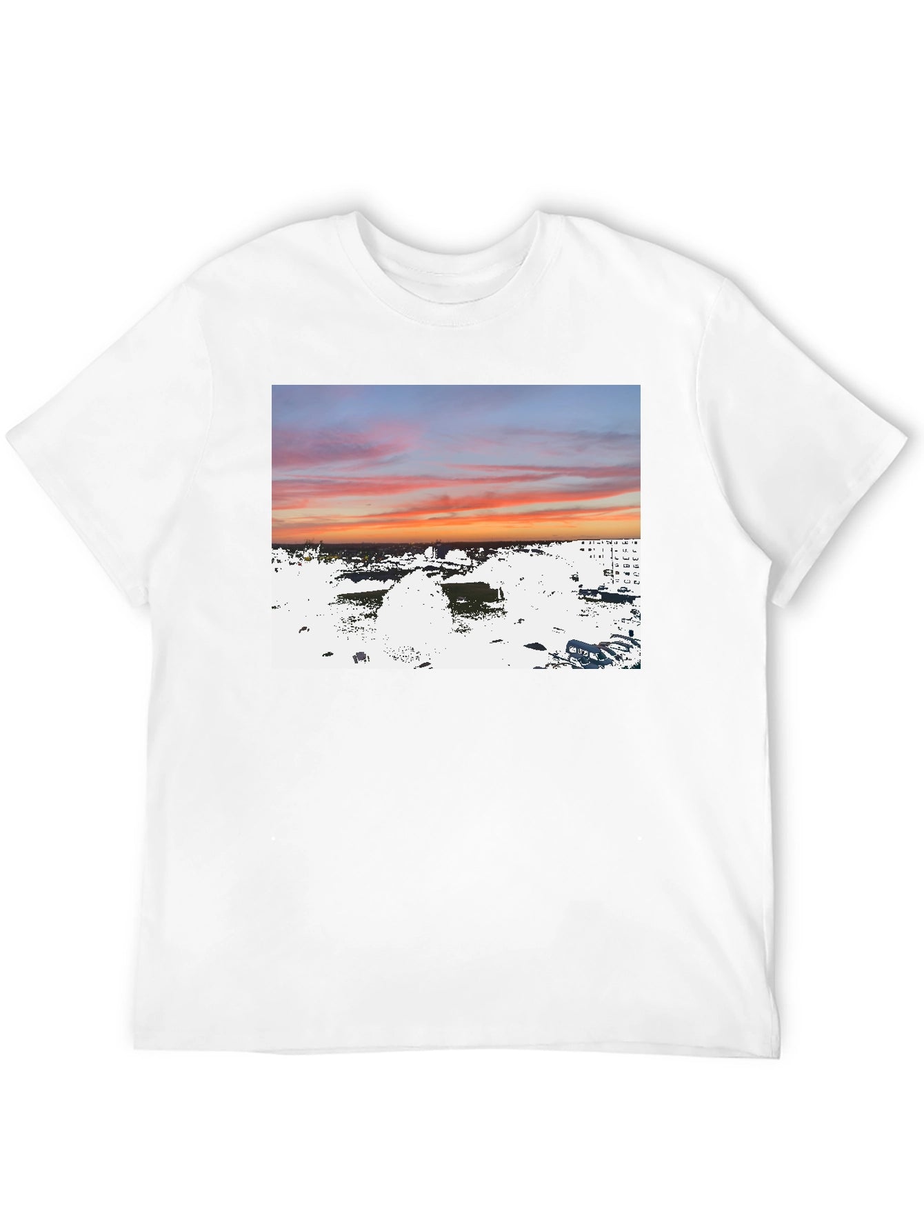 Sunset Over City T-Shirt Urban Style Tee