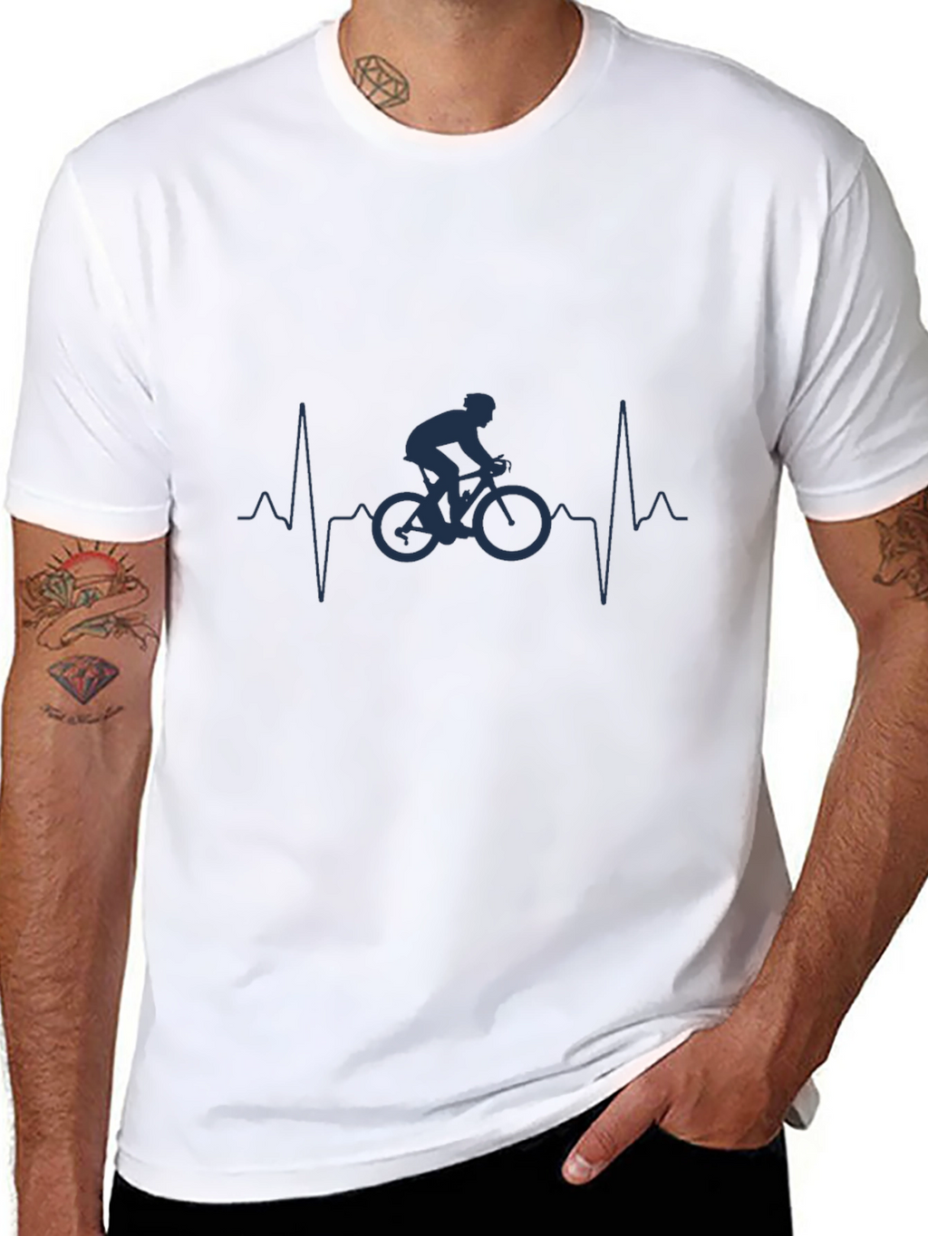Cyclist Heartbeat Graphic T-Shirt - Black