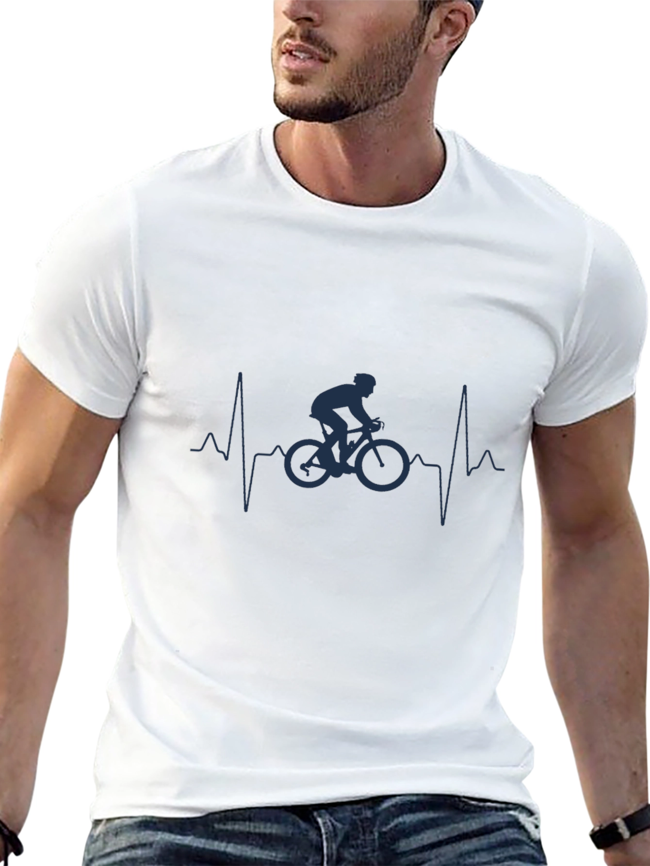Cyclist Heartbeat Graphic T-Shirt - Black