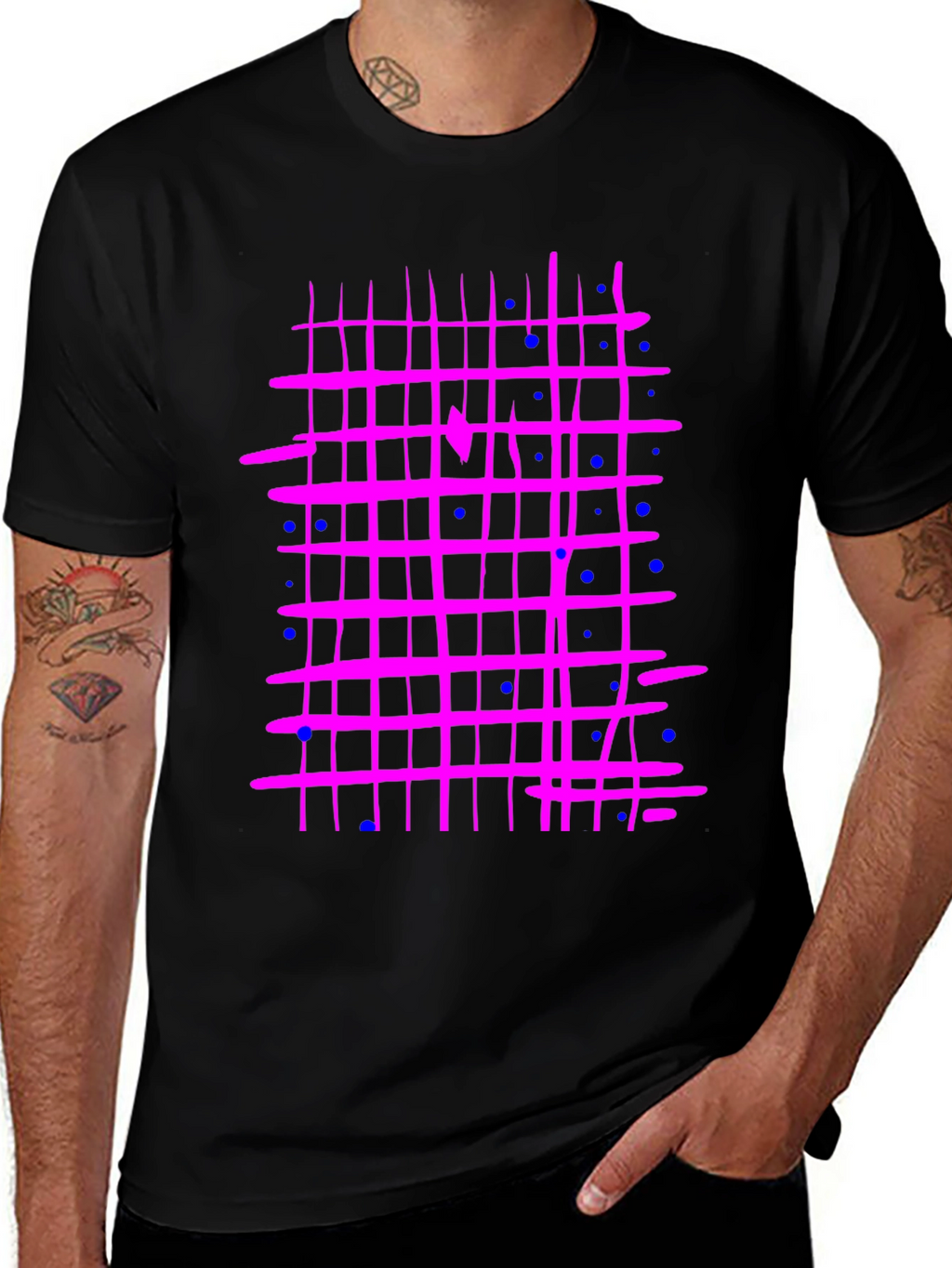 Retro Grid T-Shirt - Abstract Design