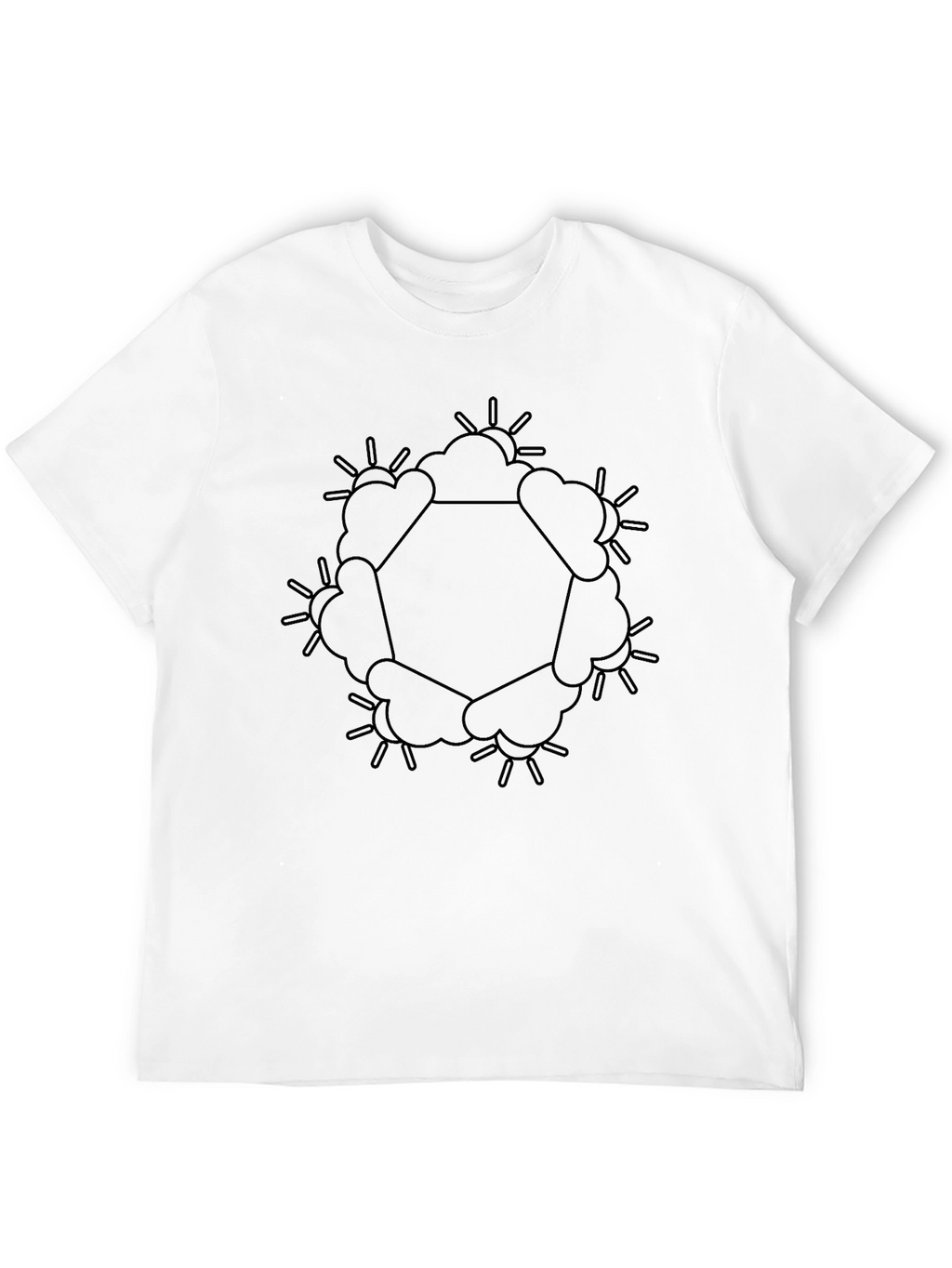 Geometric Sun & Cloud Graphic Black T-Shirt
