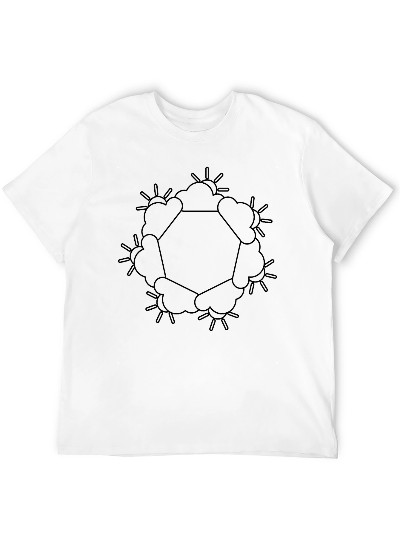 Geometric Sun & Cloud Graphic Black T-Shirt