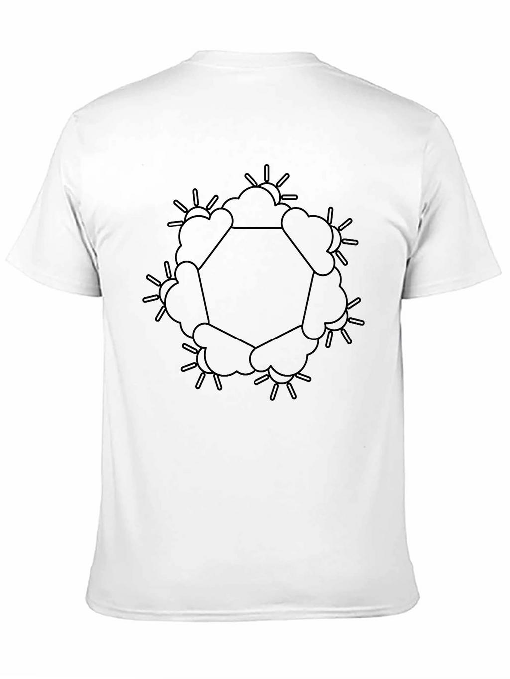 Geometric Sun & Cloud Graphic Black T-Shirt