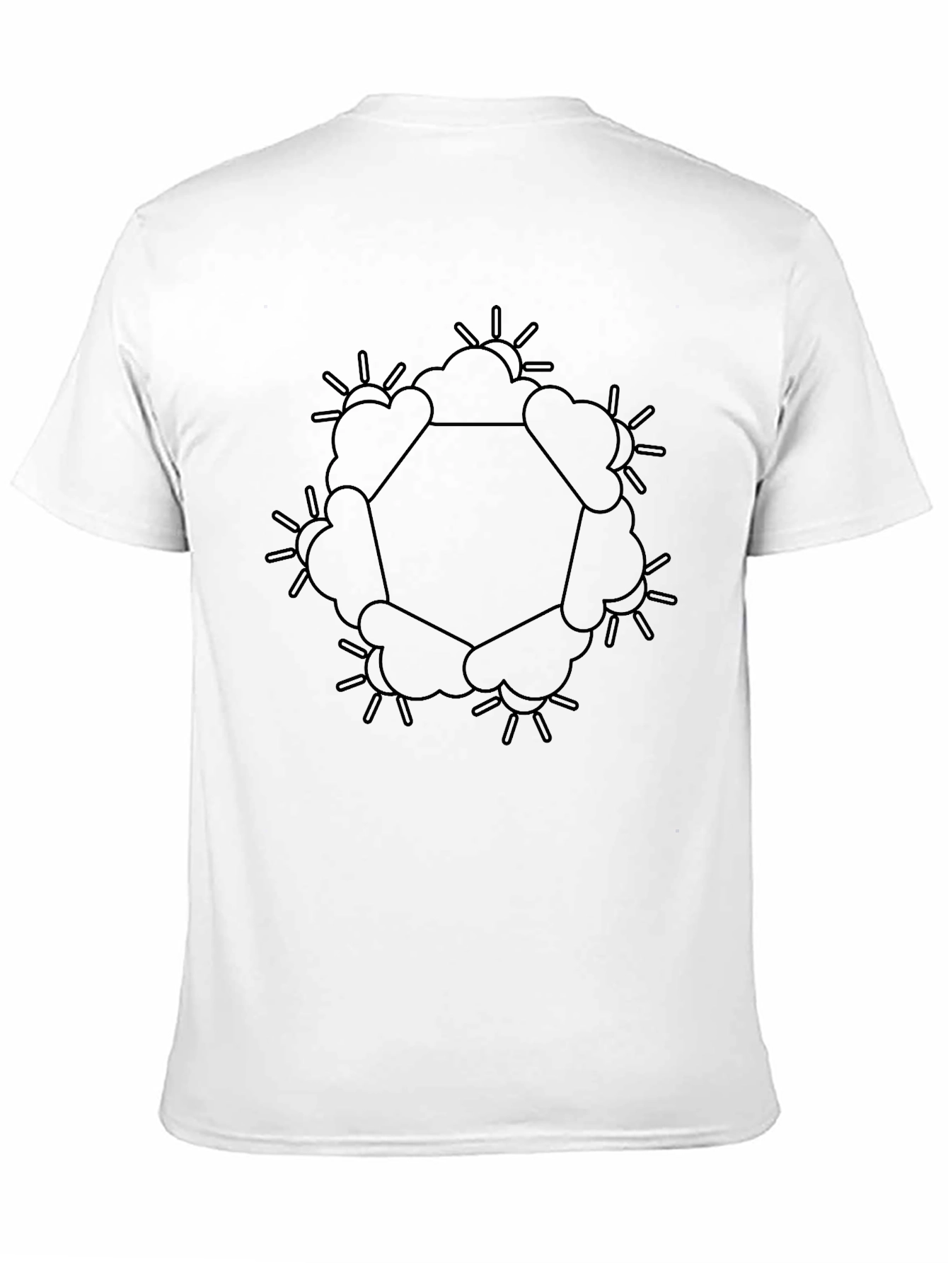 Geometric Sun & Cloud Graphic Black T-Shirt