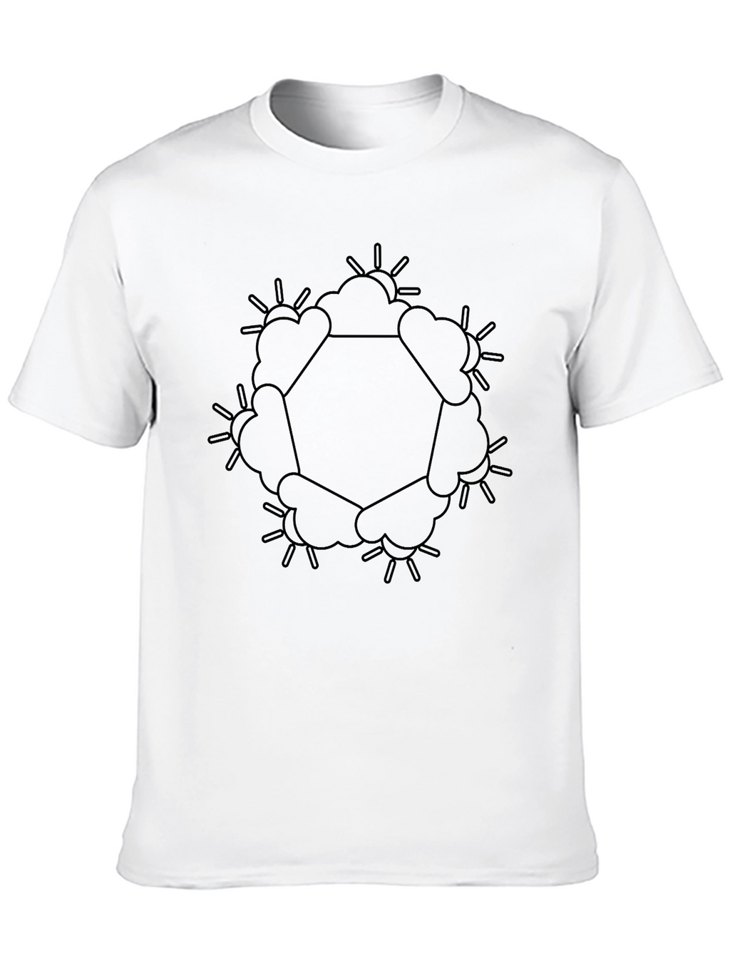 Geometric Sun & Cloud Graphic Black T-Shirt