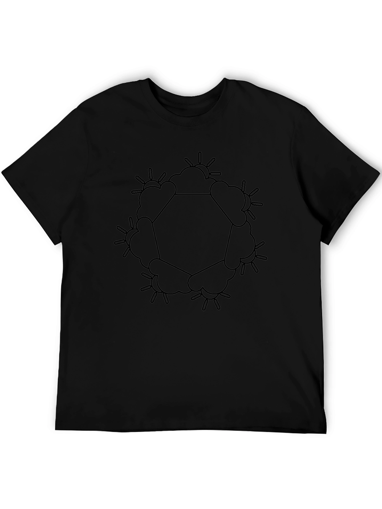Geometric Sun & Cloud Graphic Black T-Shirt