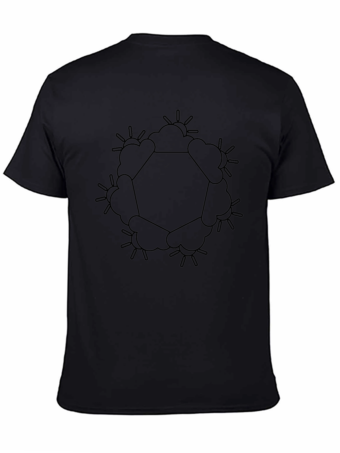 Geometric Sun & Cloud Graphic Black T-Shirt