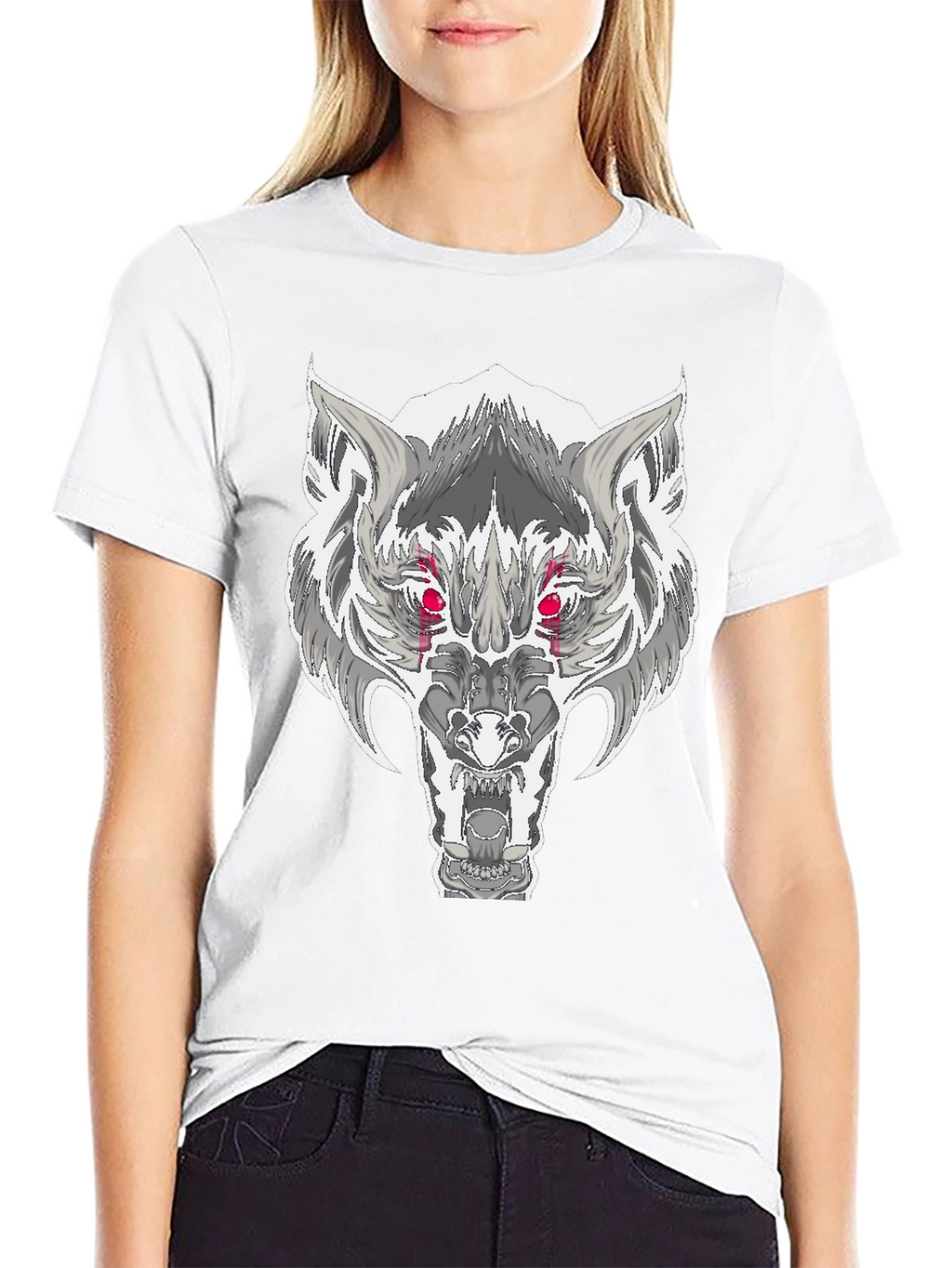 Wolf Graphic T-Shirt - Fierce Red Eyes