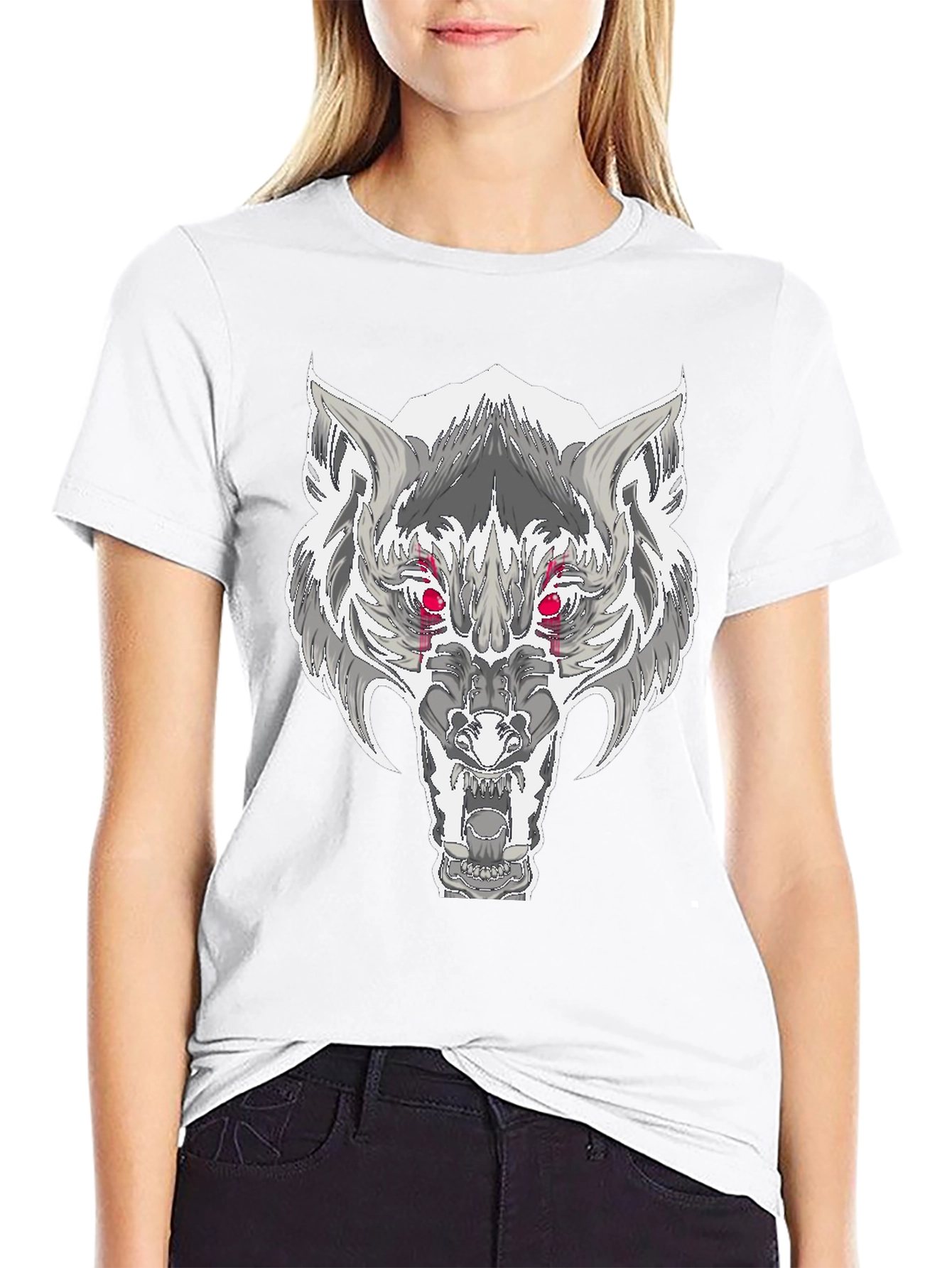 Wolf Graphic T-Shirt - Fierce Red Eyes