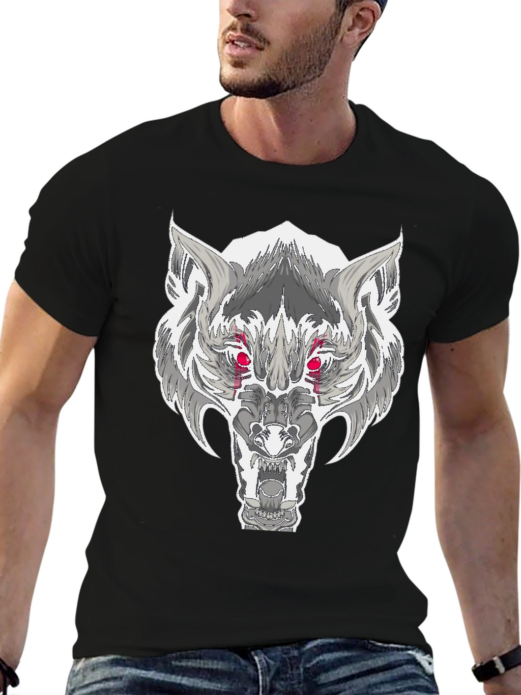 Wolf Graphic T-Shirt - Fierce Red Eyes