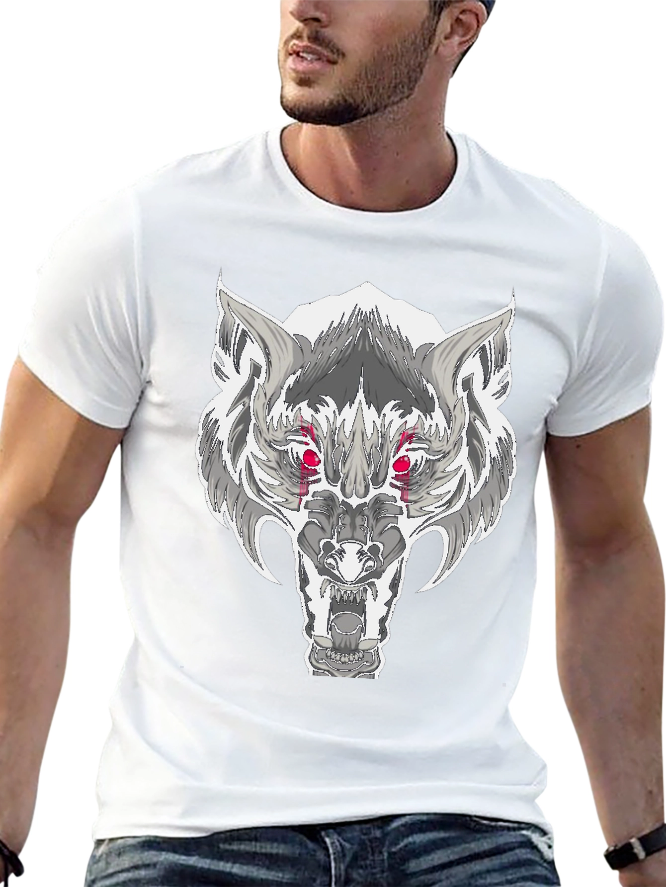 Wolf Graphic T-Shirt - Fierce Red Eyes